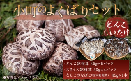 008-301 小町のよくばりセット （どんこ乾椎茸 45g×6パック 、スライス乾椎茸 30g×4パック 、なしこのなばこ 45g×1本） 