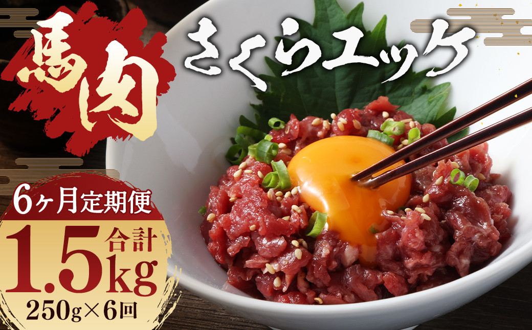 【 6ヶ月 定期便 】 馬肉 さくらユッケ 250g （ 50g ×5パック ） 合計 1.5kg