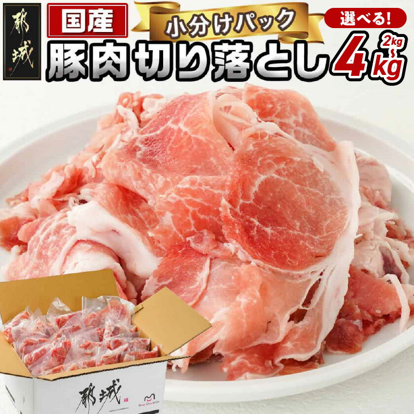 【ふるさと納税】【内容量が選べる！】国産豚肉切り落とし - 国産豚 切り落とし 2kg/4kg モモ・ウデ・ロース・肩ロース・バラのMIX 豚肉 送料無料 SKU-3604【宮崎県都城市は2年連続ふるさと納税日本一！】