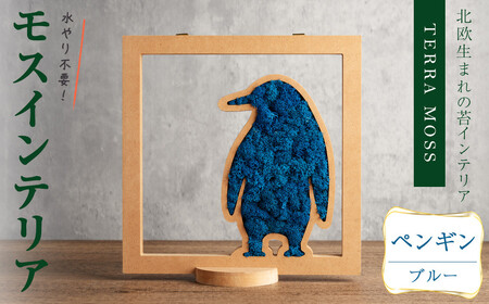モスインテリア「ペンギン」(ブルー) ＜横200mm・高さ200mm・幅15mm＞ 観葉植物  苔 コケ テラモス インテリア 植物 【結び】 sh030-E