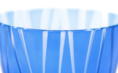 浅草切子 KANA KURITA「ぐい呑 よろけ縞 青藍/金赤＜艶消し＞」ペアセット 木箱入り