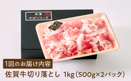 【様々な料理に使いやすい】＜全3回定期便＞佐賀牛切り落とし 1㎏（500g×2パック）【がばいフーズ】佐賀牛 すき焼き しゃぶしゃぶ[HCS032]