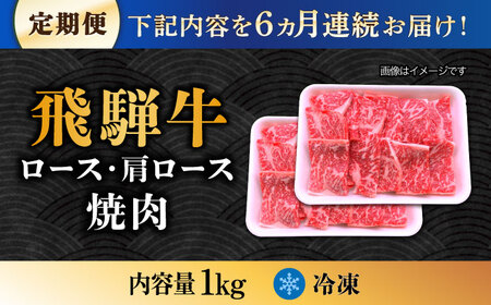 【6回定期便】 飛騨牛 ロース・肩ロース 1kg A5等級 [TAZ036] 肩ロース 焼肉用