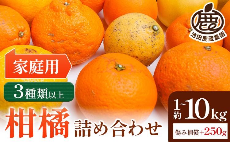 
                  家庭用 柑橘詰合せ 選べる 約1kg＋250g 約2.5kg＋250g 約5kg＋250g 約10kg＋250g (傷み補償分) 3種類以上 有田の春みかん詰め合わせ 光センサー選別 池田鹿蔵農園 《2026年1月上旬-4月末頃出荷》 和歌山県 日高町 【配送不可地域あり】
                