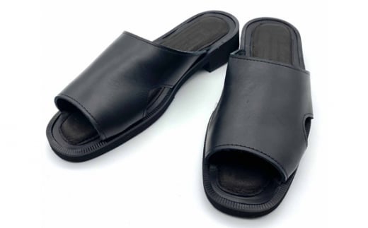 【ふるさと納税】WRAP SANDALS ブラック×ブラック×ブラック 23cm ／ みずしま加工 サンダル レザー 軽量 奈良県 御所市