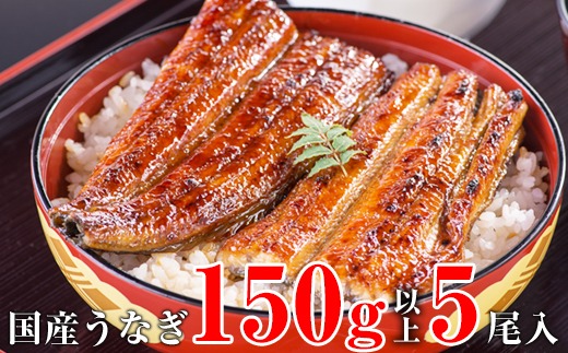 998.国産うなぎ蒲焼き大サイズ150g5本セット(A998-2)