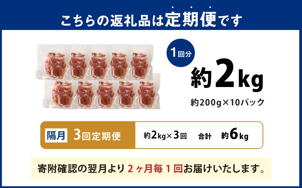 【隔月3回定期便】 大容量 こま切れ 約2kgセット 大分県産豚肉 【米の恵み】 