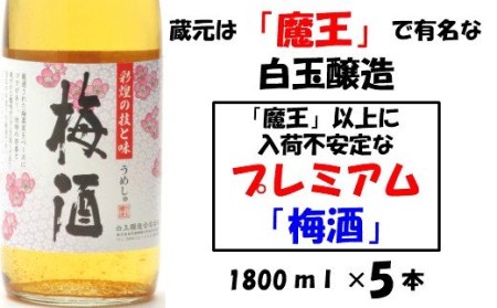 No.3030-1 【魔王の蔵元】白玉醸造の「プレミアム梅酒」5本セット