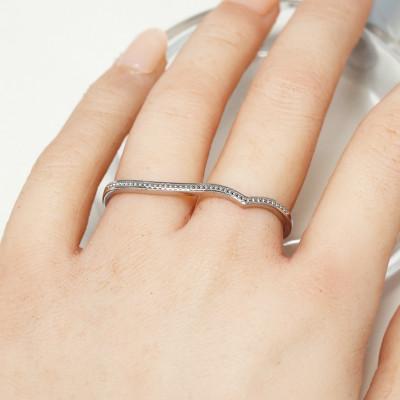 ふるさと納税 大津市 【SILVERプラチナコーティング】2本指にはめるダブルフィンガーリング 可愛いミルグレインがお洒落 |  | 02
