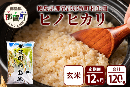 定期便12回 那賀町のお米(玄米) ヒノヒカリ 定期便 お米 こめ おこめ 米 ご飯 ごはん 玄米 げんまい げん米 和食 おにぎり お弁当 頒布会 コメ 12ヵ月 12ヶ月 ひのひかり ヒノヒカリ YS-26