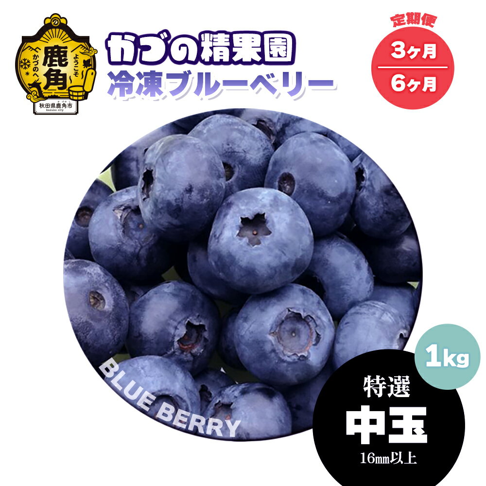 【ふるさと納税】《 先行予約 》 ブルーベリー 特選 中玉 1kg 冷凍 選べる 選択 定期便 3ヶ月 6ヶ月 無農薬 新鮮 旬 国産 冷凍 ジュース スムージー レシピ 栄養 ダイエット お取り寄せ 母の日 父の日 グルメ ギフト 故郷 秋田 あきた 鹿角市 鹿角 送料無料 【かづの精果園】