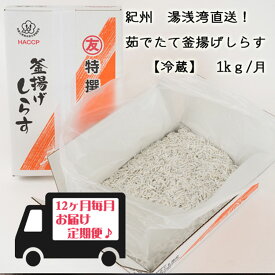 紀州湯浅湾直送！茹でたて釜揚げしらす (冷蔵) 箱入【定期便】1kg×12回_C6019n
