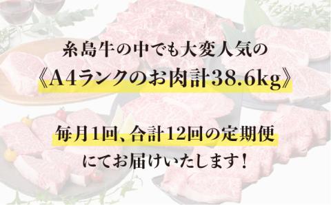 【定期便】A4ランク福岡県産糸島黒毛和牛プレミアムセット 毎月1回合計12回でお届け 糸島ミートデリ工房 [ACA076]