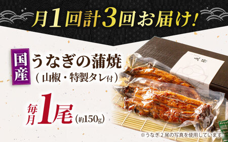 【3回定期便】国産上うなぎ蒲焼 1尾 約150g [AVBH008]鰻 定期便