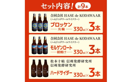 松本市産りんごを使い松本市で醸造した辛口シードルのセット