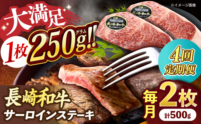 【4回定期便】長崎和牛サーロインステーキ 約500g(250g×2枚)【株式会社 黒牛】 [OCE046] / 長崎県産和牛 牛肉 サーロインステーキ 国産牛 牛肉 サーロインステーキ 牛 肉 サーロ