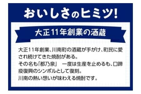 宮崎県産 本格焼酎 20度「都乃泉」6本セット （川南町商工会企画）【アルコール飲料 九州産 本場 お酒 焼酎 復刻 芋焼酎 アルコール 川南町産 都の泉 みやこのいずみ 本格焼酎 出荷量 日本一 宮