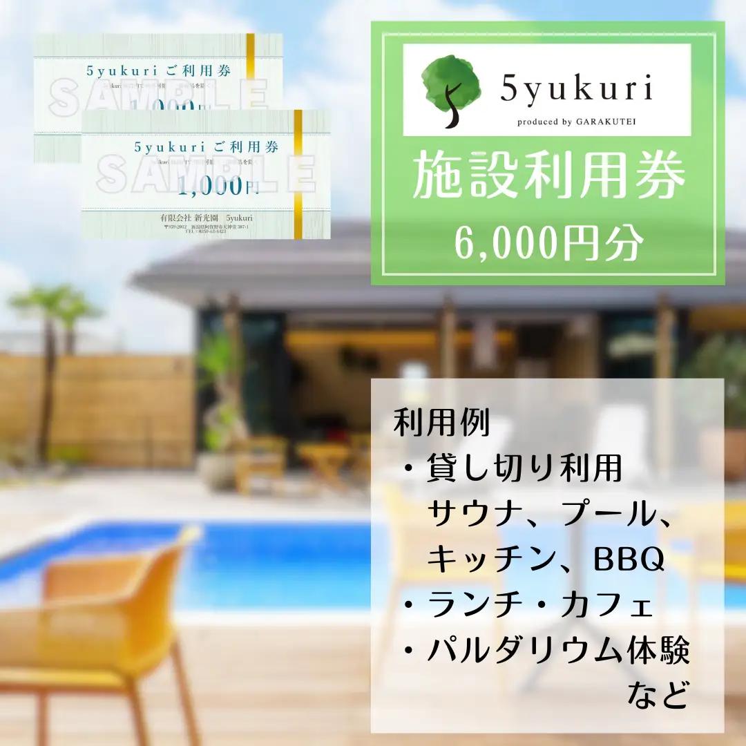 5yukuri 利用券 6000円分 新潟 サウナ 本場 フィンランド バレルサウナ セルフロウリュ プール カフェ ランチ パルダリウム 貸し切り クーポン 3G02020