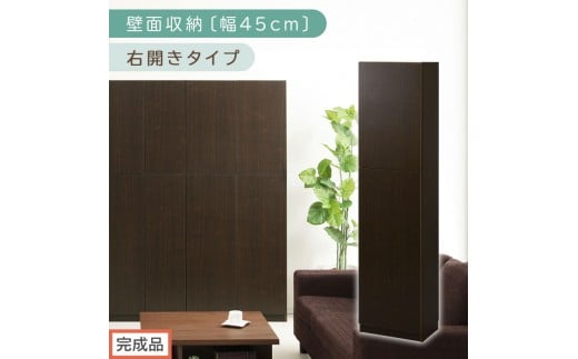 【完成品でお届け】壁面収納〔幅45cm・本体・右開きタイプ〕（ダークブラウン）壁面収納 本棚 扉付き 収納 棚 cdラック dvdラック 収納棚 リビング オフィス 扉付き収納 整理棚 書棚 おしゃれ LKANCB642255-R-DBR