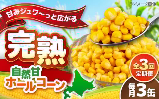 【全3回定期便】【北海道産】 自然甘ホールコーン 3缶（C7号缶）《喜茂別町》【きもべつ観光協会】 コーン コーン缶 とうもろこし トウモロコシ 北海道 常温 常温配送 [AJAG036]