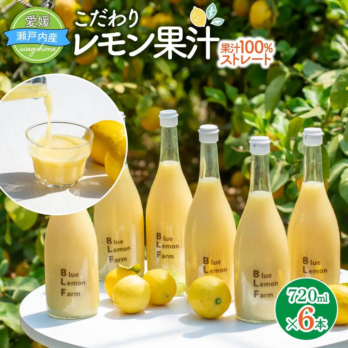 愛媛　ブルーレモンファームのレモン果汁　720ml×6本セット