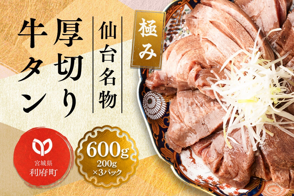 
                  仙台名物 厚切り 牛タン 塩仕込み 600g(200g×3P) 小分け スライス 焼くだけ 簡単調理 [牛タン 焼くだけ 簡単 小分け 塩ダレ 希少 部位 タン中 タン元 仙台 肉厚 人気 おいしい 美味 焼肉 バーベキュー BBQ 宮城県 利府町 船田食品]
                