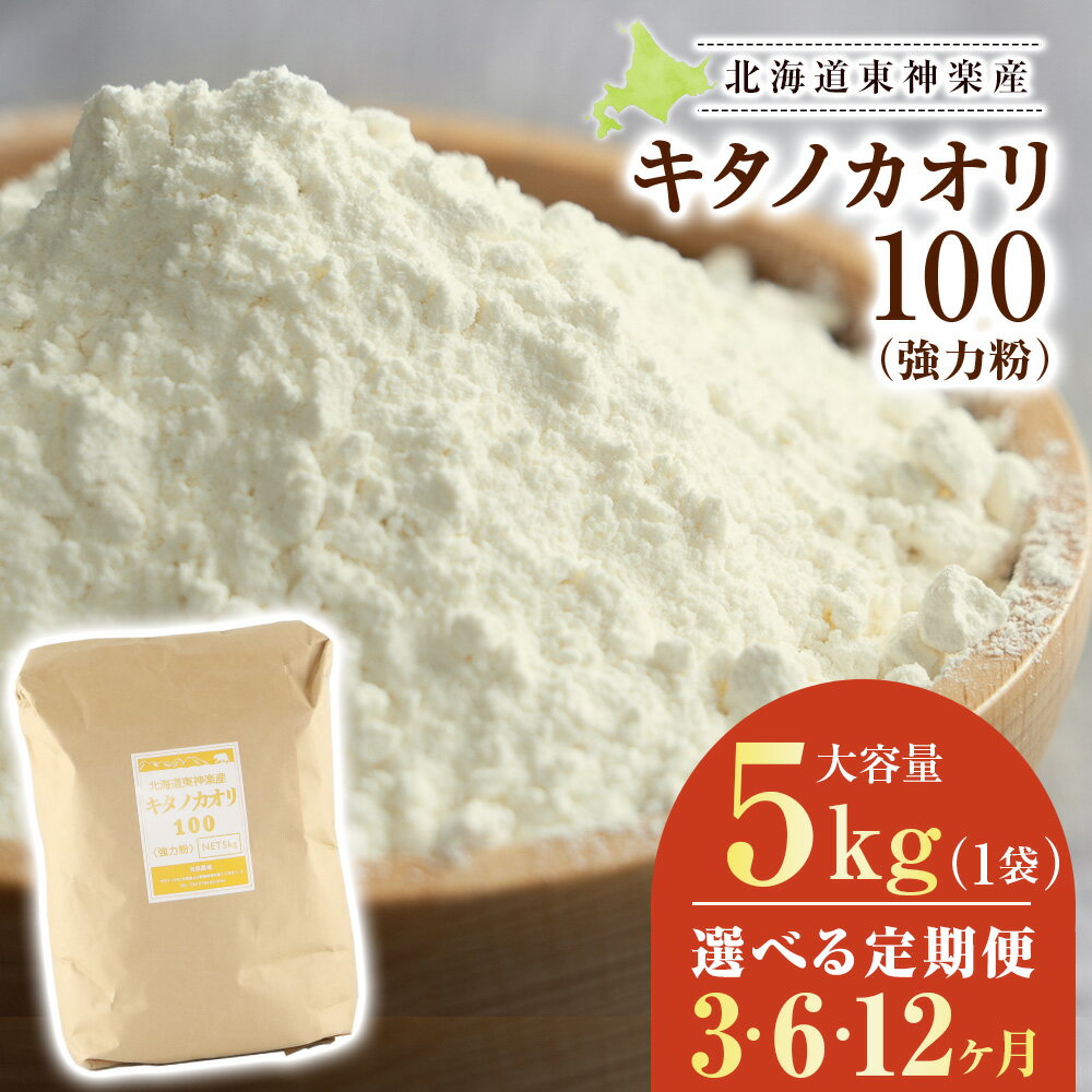 【ふるさと納税】【定期便】東神楽産キタノカオリ100 5kg 選べる定期便3回〜12回東神楽ふるさと納税 北海道ふるさと納税 小麦粉 東神楽産キタノカオリ100 強力粉