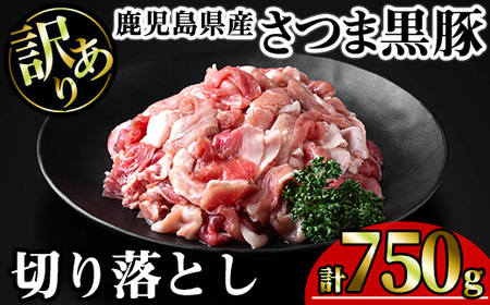 【訳あり】鹿児島県産 豚肉 さつま 黒豚 切り落とし (計750g・250g×3P)【KNOT】 A690