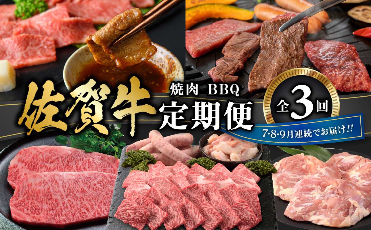 
            佐賀牛 焼肉・ＢＢＱ定期便 ／ 牛肉 肉 佐賀牛 希少部位 モモ カルビ サーロイン ステーキ ホルモン 鶏肉 バーベキュー セット お肉 A4 A5 黒毛和牛 ブランド牛 国産 佐賀県 玄海町 冷凍
          