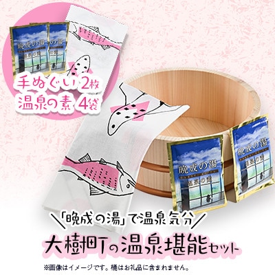 大樹町の温泉堪能セット(大樹の手ぬぐい2枚＆晩成温泉の素4袋)【1552393】