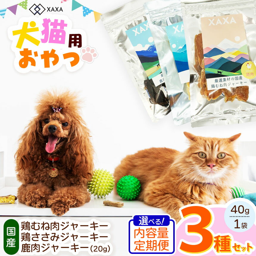 【ふるさと納税】【選べる定期便】国産鶏むね肉・鶏ささみ・鹿肉 3種ジャーキー定期便｜ジャーキー 鶏ささみ タンパク質 ジビエ 鹿肉 犬 猫 満足 ペット 動物 愛犬 ご褒美 おやつ 信州 ふるさと納税 長野県 松本市