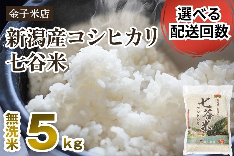 
                  【令和7年産】【選べる配送回数】新潟県産 コシヒカリ「七谷米」無洗米 5kg 1回～12回 従来品種 窒素ガス充填パックで鮮度長持ち 老舗米穀店が厳選 金子米店 お米 米 定期便
                