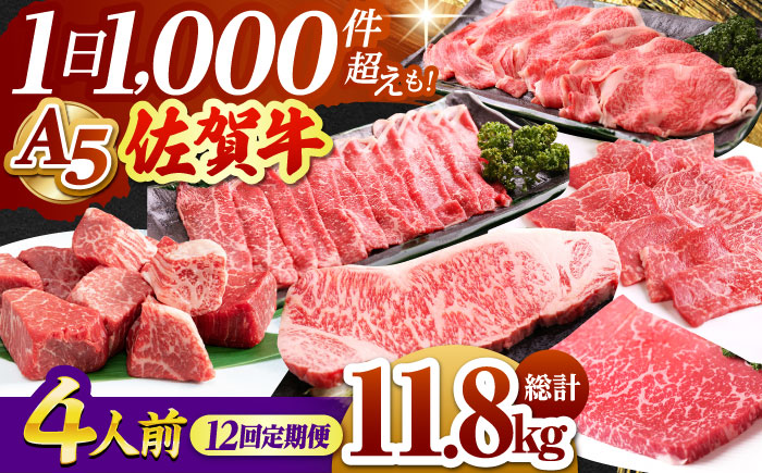 【全12回定期便】 4人前 佐賀牛 食べつくし定期【山下牛舎】 [HAD111] 牛肉