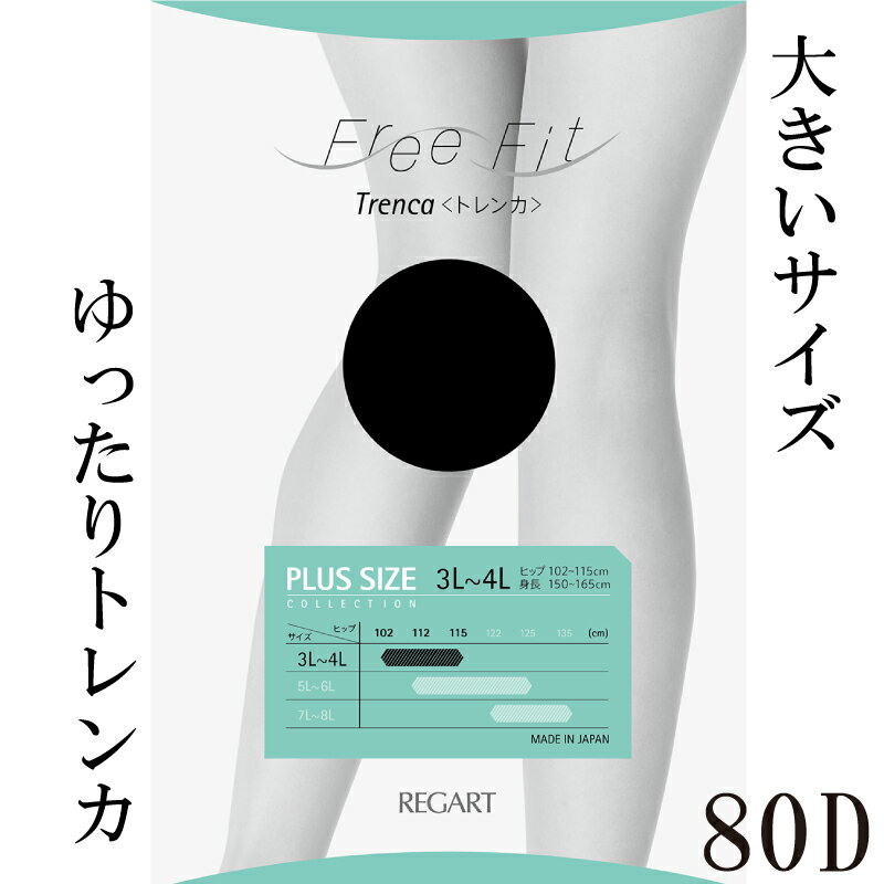 【ふるさと納税】 【フリーフィットシリーズ】ゆったりトレンカ80D 3L-4L/5L-6L/7L-8Lサイズ ブラック ストッキング パンツ 日用品 美容 生活用品 健康用品 健康グッズ スポーツ 旅行 トラベル 抗菌防臭加工
