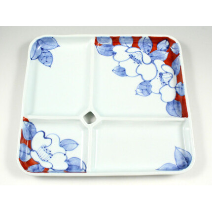 有田焼 One Plate 1+3 椿(赤) 三光堂 A20-400_イメージ2