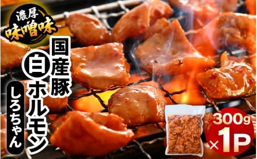 国産豚 白ホルモン しろちゃん 濃厚味噌味 300g × 1p 【豚 豚肉 ぶた ホルモン ほるもん 豚腸 味噌 濃厚 おつまみ おかず 夜のおかず 夜ごはん 味付き 冷凍 国産】  [A-12432] 