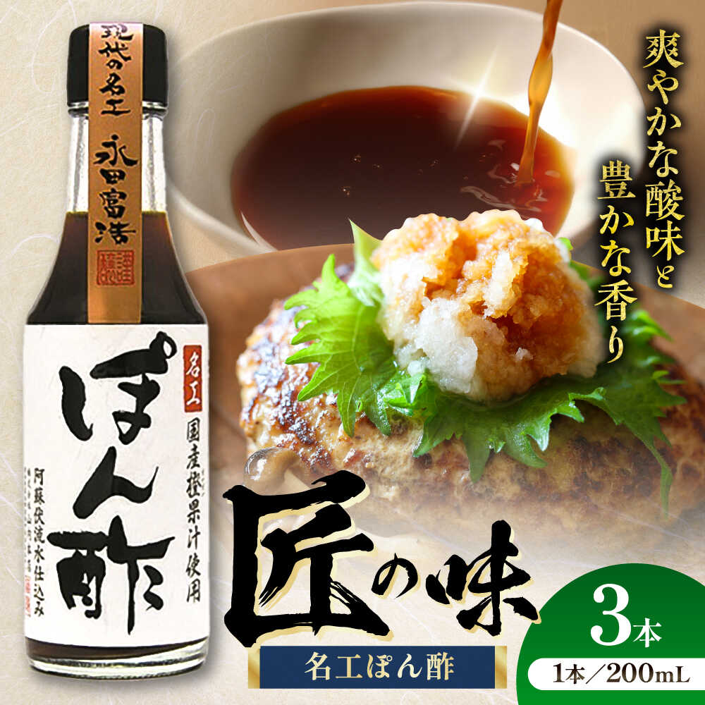 【ふるさと納税】名工ぽん酢 200ml×3本 大豆 ごはん おかず 5000円以上 5千円以上 5,000円以上 卓上 九州 熊本県 菊陽 ポン酢 ぽん酢 ぽんず 鍋 しゃぶしゃぶ 1万円以下 10000円以下【株式会社山内本店】[BHAE071]