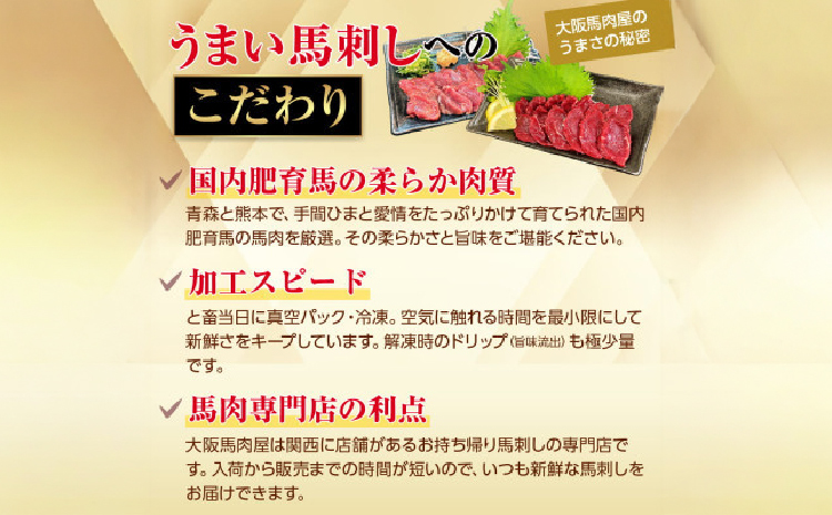 馬刺しセット 6種 1ブロック45g～50g 8～10切れ 約1人前 馬刺し 熊本 馬刺 国産 ギフト 肉 馬肉 グルメ おつまみ 晩酌 内祝い お歳暮 御歳暮 熊本県 宇城市 大阪馬肉屋TMP