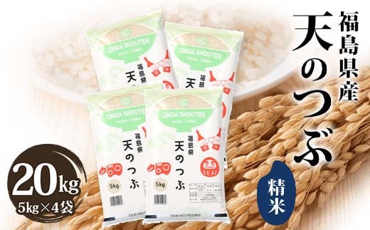 令和6年産米 須賀川市産 天のつぶ精米20kg ブランド米 お米 精米 白米 人気 F7X-0274