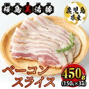 【ふるさと納税】鹿児島県産桜島美湯豚 ベーコンスライス 計450g (150g×3パック) 豚肉 豚 肉 惣菜 冷凍 ベーコン ブロック 燻製 国産 鹿児島県産 美湯豚 パスタ ポトフ 真空 真空パック 小分け 【大隅ミート産業】A1-0406