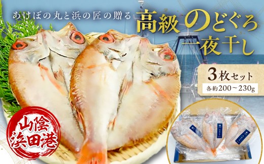 山陰浜田港あけぼの丸と浜の匠の贈る高級のどぐろ一夜干し3枚セット 魚介類 魚 のどぐろ アカムツ 干物 干もの 一夜干し 【146_2041】