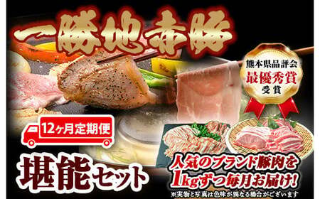  【12カ月定期便】一勝地赤豚 しゃぶしゃぶ・焼肉 堪能定期便 FKP9-447