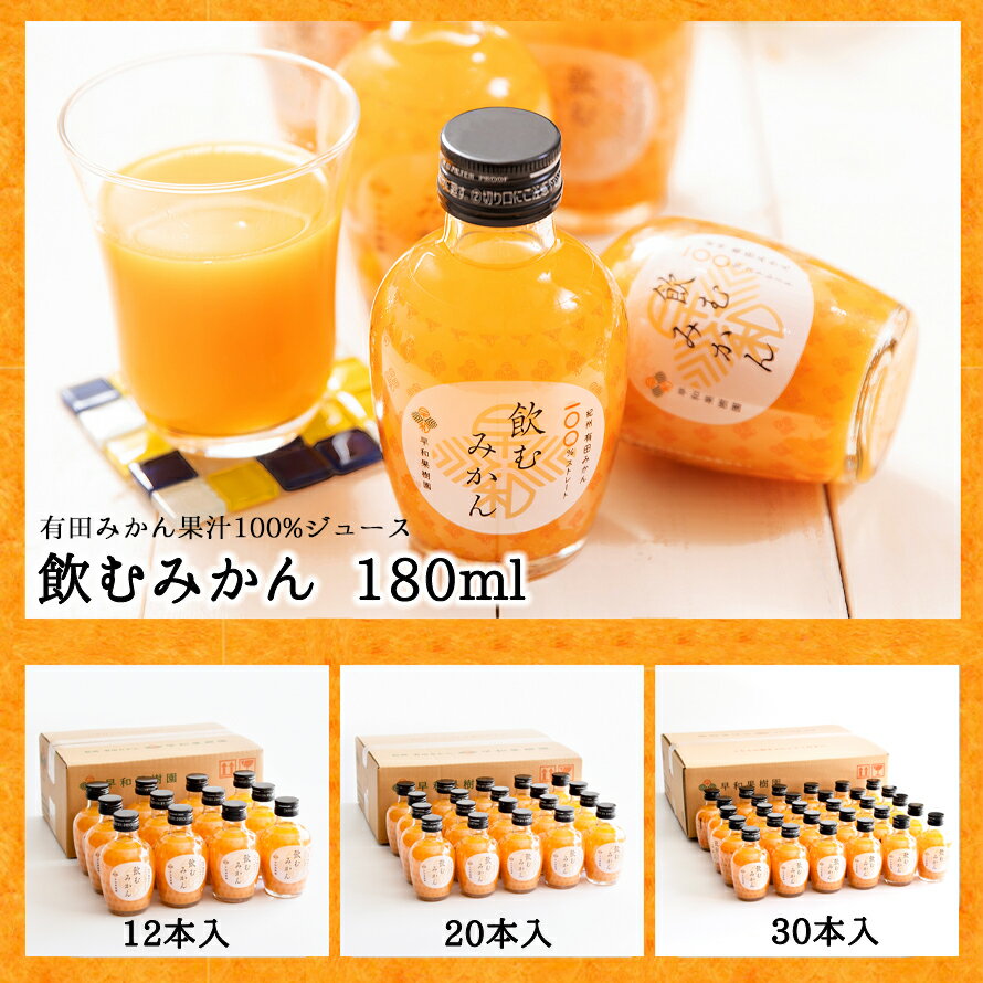【ふるさと納税】【早和果樹園】飲むみかん（180ml） | みかんジュース　ストレート　果汁100％　ジュース　温州みかん　無添加　子供　飲料　ドリンク　和歌山県　有田市　人気　おすすめ