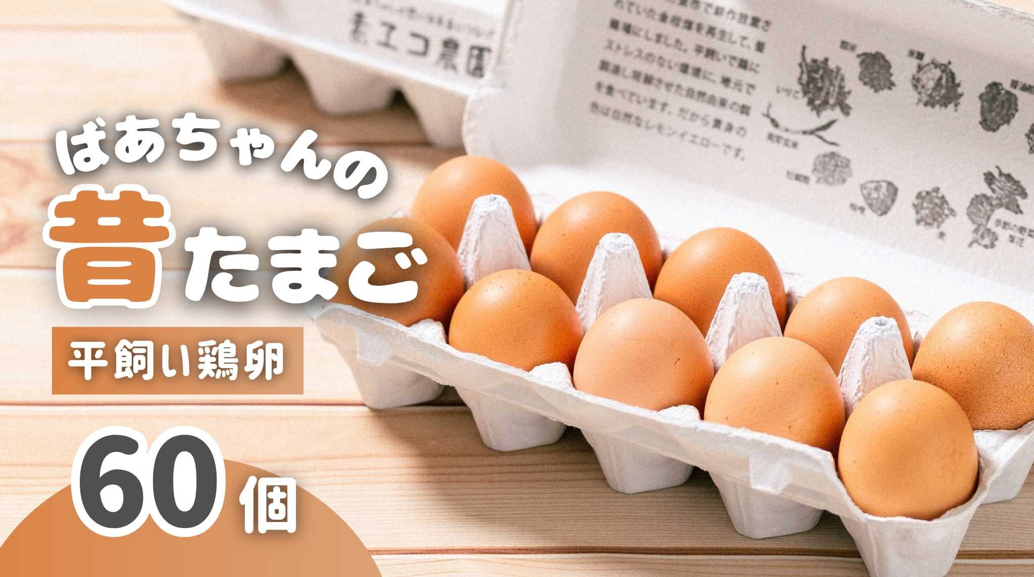 平飼い鶏卵「ばあちゃんの昔たまご」 60個入