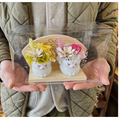 ふるさと納税 阿賀町 白きつねの小さなポットアレンジメント　夫婦set |  | 01
