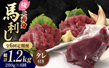 【6回定期便】熊本県産 「桜」 上赤身 馬刺し 約200g【有限会社 九州食肉産業】  馬刺し専用醤油 熊本県 特産品 馬肉 純国産 [ZDQ063]