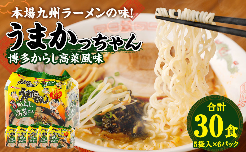 うまかっちゃん 博多からし高菜風味 30食(5袋×6パック)  豚骨ラーメン ラーメン