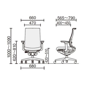 コクヨチェアー　ベゼル(プルシアンブルー)　／在宅ワーク・テレワークにお勧めの椅子 CR-2833E6GMT6-VNN ファンクショナルタイプ・可動肘・黒樹脂脚・本体黒・布（プルシアンブルー）・ポリウ