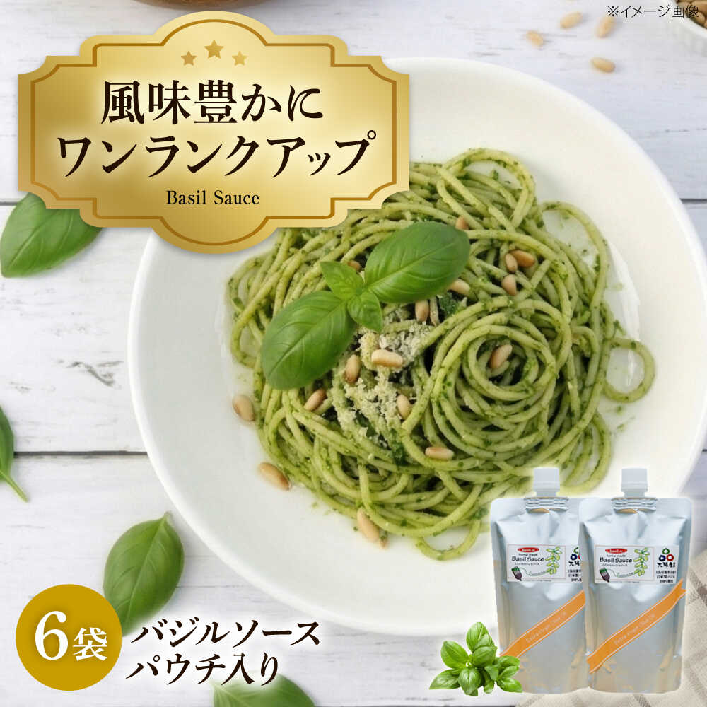 【ふるさと納税】ソース こだわりのバジルパウチ 6ヶ入 / ハーブ バジルソース 調味料 セット ジェノベーゼ セット 手作り 自家製 レトルト 無添加 常温保存 冷凍保存 可能 パウチ イタリアン パスタソース パスタ 贈り物 贈答 / 大阪府藤井寺市/basil.sc[BLAU004]