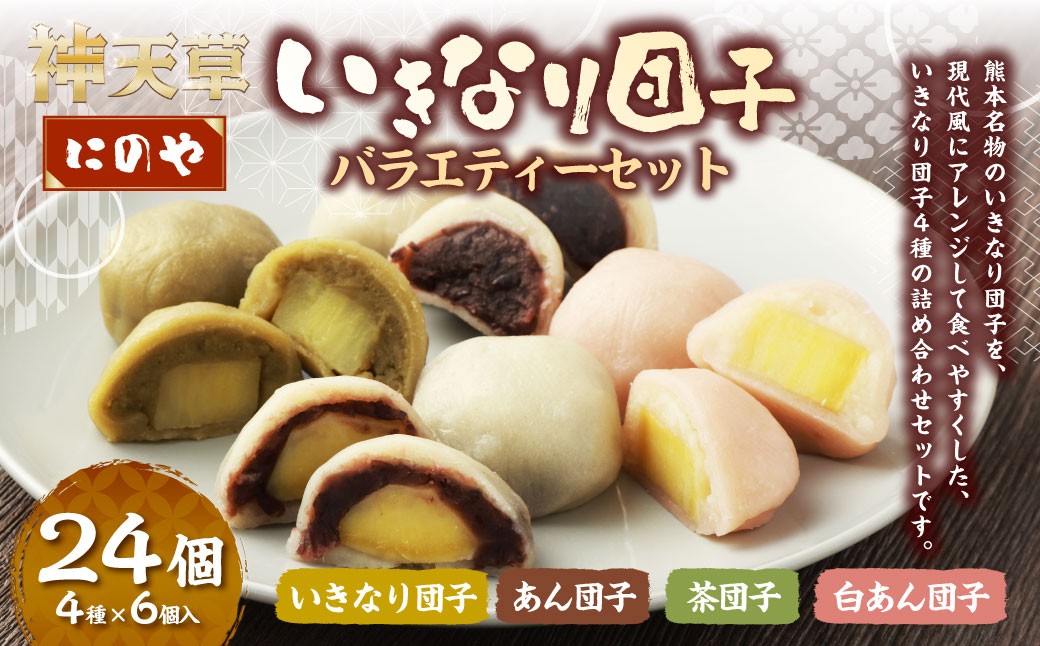 
            熊本上天草 にのやのいきなり団子バラエティーセット 4種×各6個 合計24個 いきなりだんご いきなり団子 だんご 団子 餡子 スイーツ お菓子 和菓子 おやつ デザート 冷凍 熊本県 上天草市
          